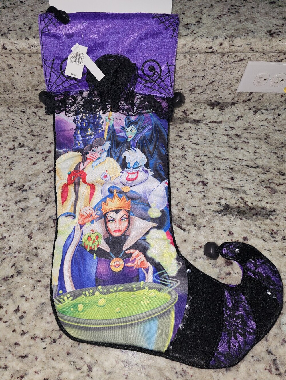 Disney Parks Villain Large Christmas Stocking Ursula Maleficent Evil Queen NEW - Picture 1 of 16